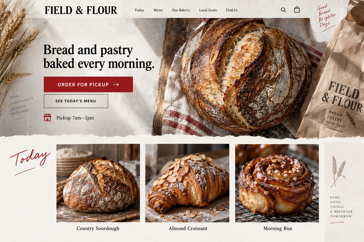 Bakery business website concept