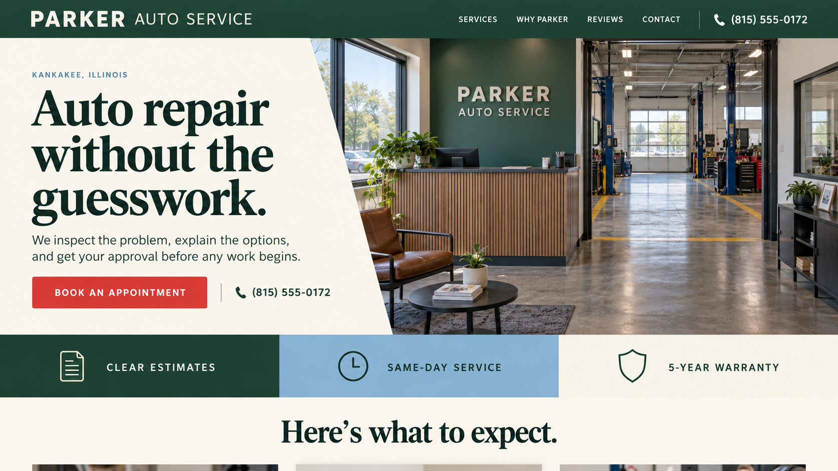 Automotive service website concept