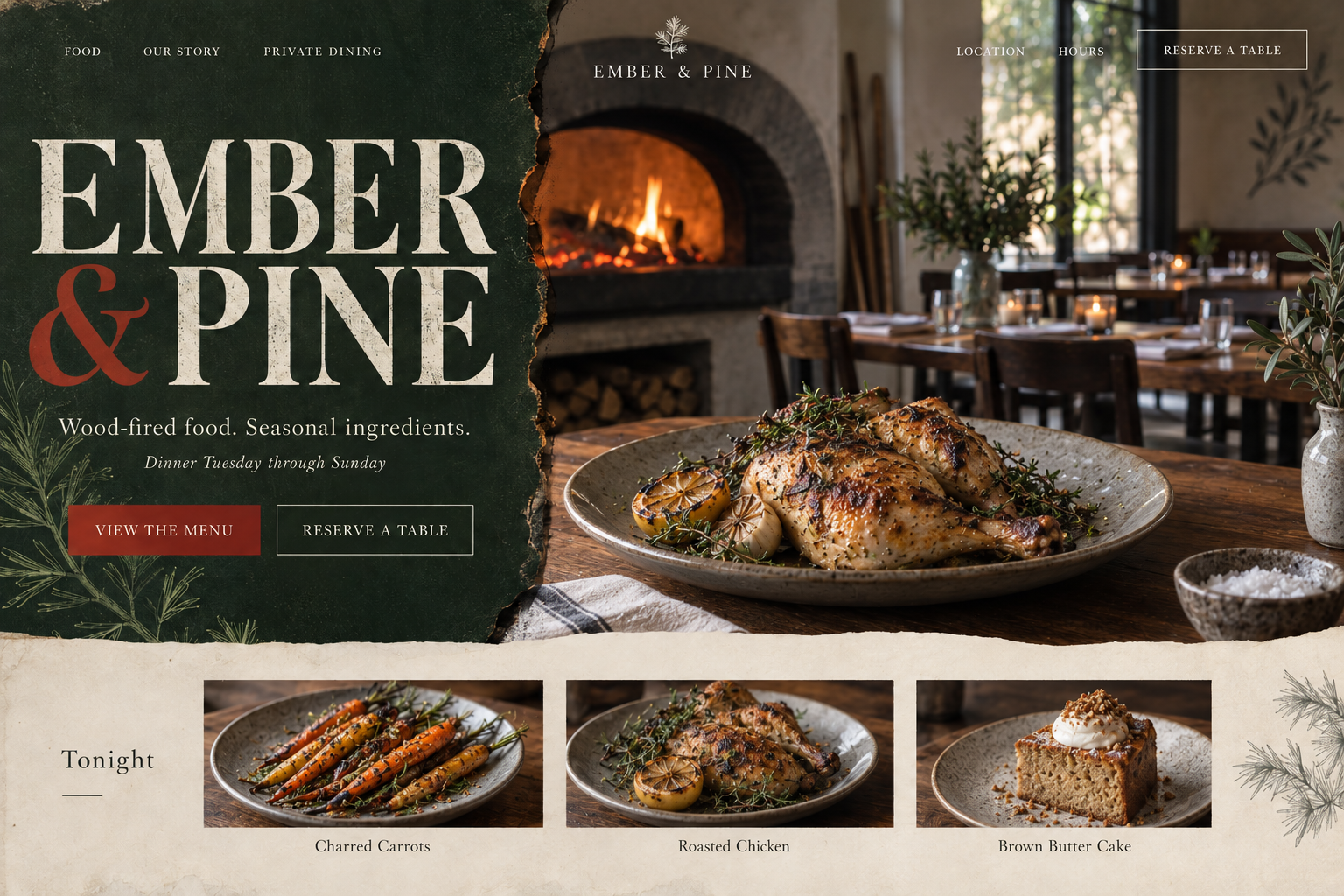 Restaurant business website concept